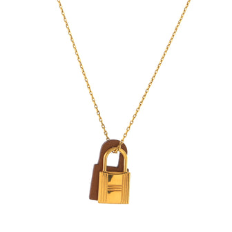 Hermes O'Kelly Pendant Necklace Metal and Leather Small