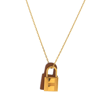 Hermes O'Kelly Pendant Necklace Metal and Leather Small