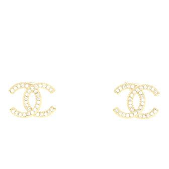 Chanel CC Stud Earrings Metal with Crystals