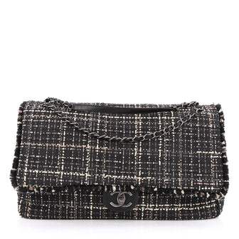 Chanel Flap Bag Tweed XXL Black