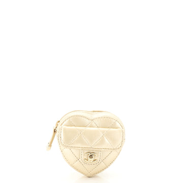 Chanel CC in Love Heart Arm Zip Coin Purse Quilted Lambskin