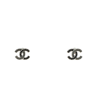 Chanel CC Stud Earrings Metal with Multicolor Crystals