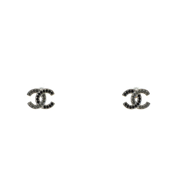 Chanel CC Stud Earrings Metal with Multicolor Crystals