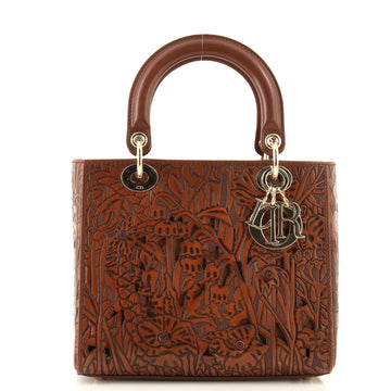 Christian Dior Lady Dior Bag Sculpted Laser Cut Leather Medium