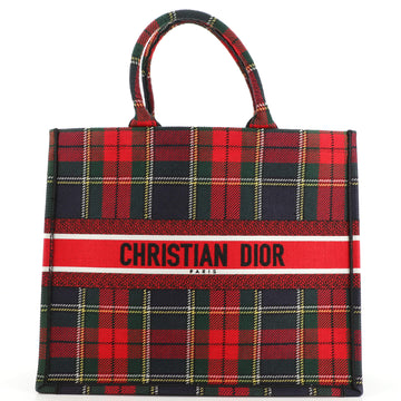Christian Dior Book Tote Tartan Check Canvas Large