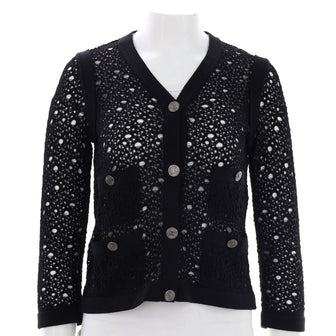 Chanel Women's Crochet CC Four Pocket Cardigan Sweater Cotton and Rayon