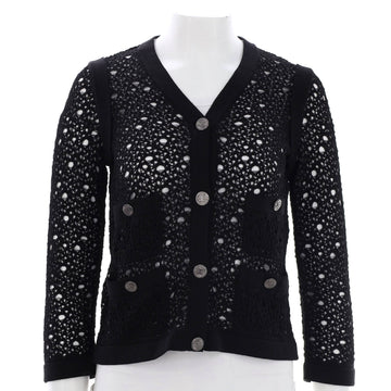 Chanel Women's Crochet CC Four Pocket Cardigan Sweater Cotton and Rayon