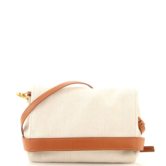 Bottega Veneta Fold Over Crossbody Bag Canvas with Leather
