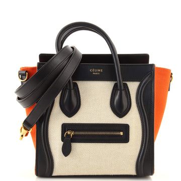 Celine Tricolor Luggage Bag Canvas and Leather Nano