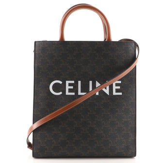 Celine Vertical Cabas Tote Triomphe Coated Canvas Small