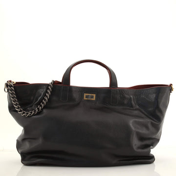 Chanel Mademoiselle Lock Chain Tote Glazed Calfskin Large
