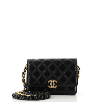 Candy Chain CC Clutch with Chain Quilted Lambskin