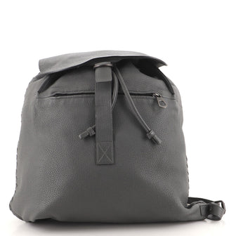Bottega Veneta Drawstring Flap Backpack Leather Large