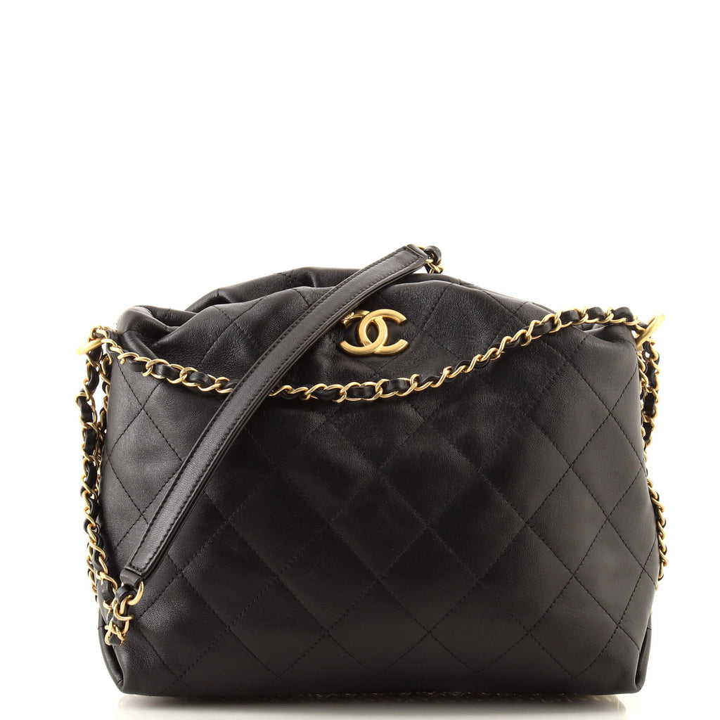 Chanel Double Chain CC Hobo Quilted Calfskin Small Black 17187622