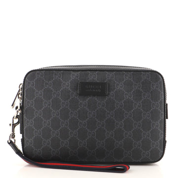 Gucci Web Wristlet Clutch GG Coated Canvas and Leather