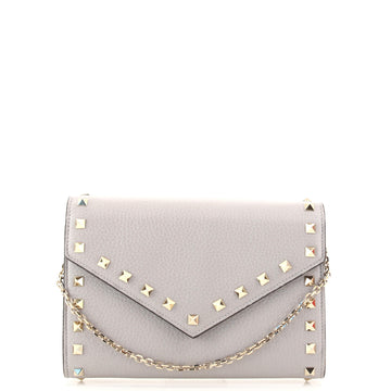 Valentino Rockstud Envelope Chain Wallet Leather