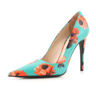 Prada Women's Pointed Toe Pumps Printed Saffiano Leather