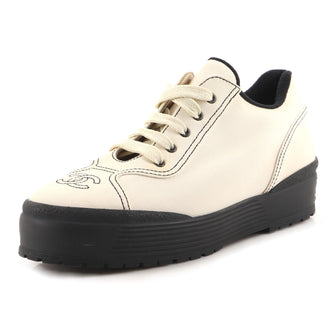 Chanel Women's CC Lug Sole Low-Top Sneakers Canvas