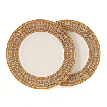 Hermes Mosaique au 24 Gold Dinner Plate 2-Piece Set Printed Porcelain