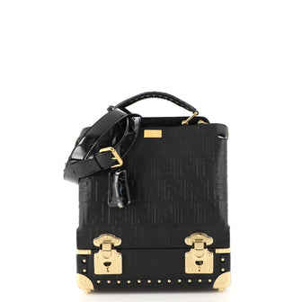Fendi Peekaboo Iconic Essential Bag Zucca Embossed Leather Mini