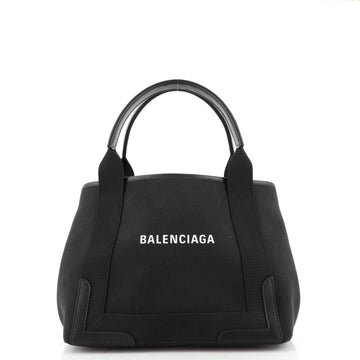 Balenciaga Navy Cabas Canvas with Leather Small