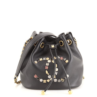Chanel Lucky Charms CC Drawstring Bucket Bag Embellished Lambskin Mini