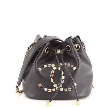 Chanel Lucky Charms CC Drawstring Bucket Bag Embellished Lambskin Mini
