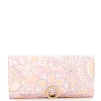 Bvlgari Continental Bifold Wallet Limited Edition Primavera Print Leather Long