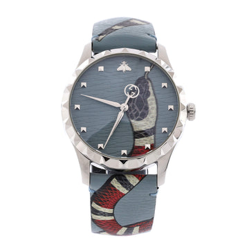 Gucci Le Marche Des Merveilles Snake Quartz Watch Stainless Steel and Leather 38