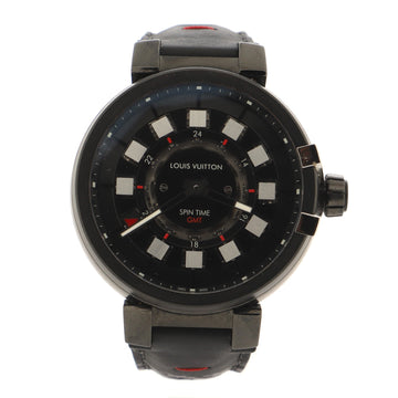 Louis Vuitton Tambour Spin Time GMT Automatic Watch PVD and Canvas 45