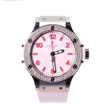 Big Bang Quartz Watch Stainless Steel and Rubber with Diamond Bezel 38