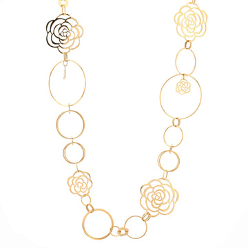 Chanel Camellia 5 Motif Necklace 18K Yellow Gold