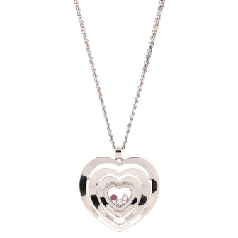 Chopard Happy Diamonds Heart Pendant Necklace 18K White Gold and Diamonds and Ruby