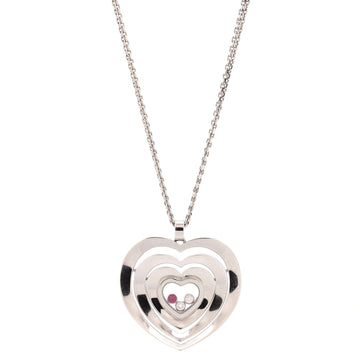 Chopard Happy Diamonds Heart Pendant Necklace 18K White Gold and Diamonds and Ruby