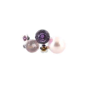 Chanel Mademoiselle Ring 18K White Gold with Pearl, Amethyst, Rose Quartz, Citrine, Pink Sapphire