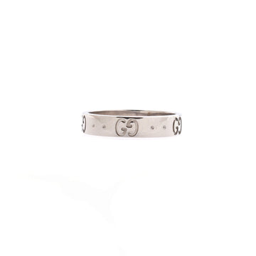 Gucci Icon Band Ring 18K White Gold 4mm