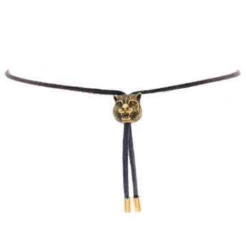 Gucci Feline Head Pendant Necklace Bracelet Metal with Cord