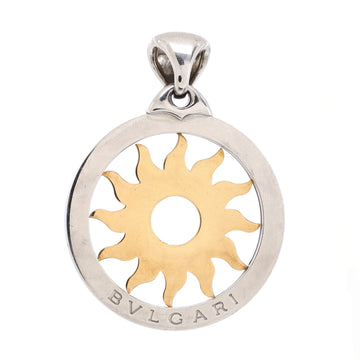 Bvlgari Tondo Sun Pendant Necklace Pendant & Charms Stainless Steel with 18K Yellow Gold