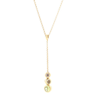 Celine Lariat Necklace 18K Yellow Gold with Peridot and Moonstones