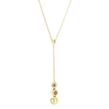 Celine Lariat Necklace 18K Yellow Gold with Peridot and Moonstones