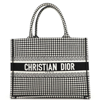 Christian Dior Book Tote Houndstooth Canvas Medium