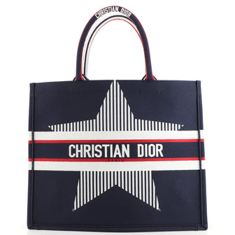 Christian Dior Dioralps Book Tote Embroidered Canvas Large