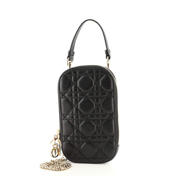Christian Dior Lady Dior Phone Holder on Chain Cannage Quilt Lambskin