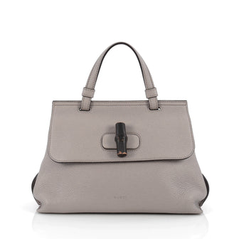 Gucci Bamboo Daily Top Handle Bag Leather Small Gray 1719002