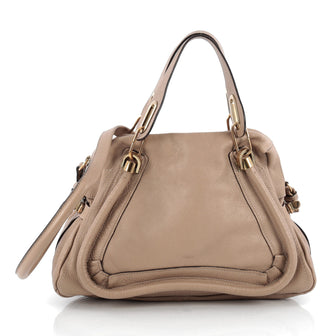 Chloe Paraty Top Handle Bag Leather Medium Neutral