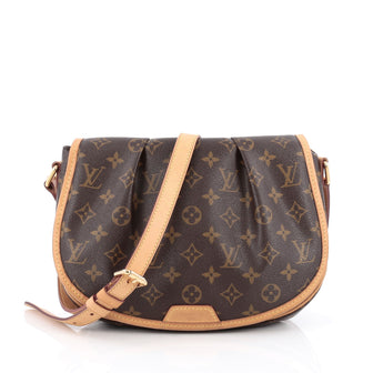 Louis Vuitton Menilmontant Handbag Monogram Canvas PM Brown
