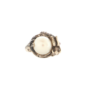 John Hardy Legends Naga Dragon Ring Sterling Silver with Black Sapphires, Pearl and Ruby Small
