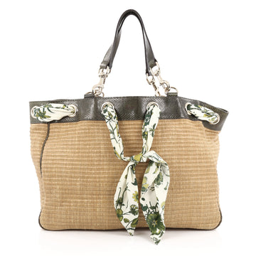 Gucci Positano Tote Raffia with Snakeskin Large Brown