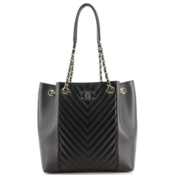Chanel CC Accordion Bucket Bag Chevron Lambskin