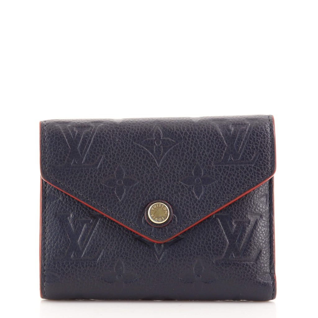 Louis Vuitton, Bags, Louis Vuitton Montaigne Mm Navy Blue Red Victorine  Wallet Empreinte Leather
